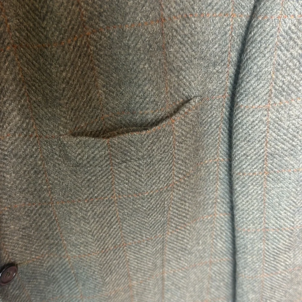 Vintage Southwick Neiman Marcus Green rust plaid Wool Jacket blazers 43 R